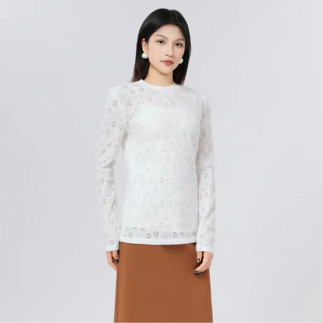 AMASS/阿玛施春夏时尚修身圆领套头百搭长袖纯色针织衫5300886