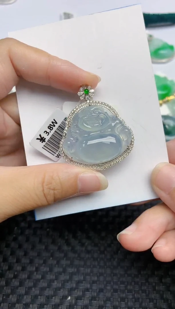 翡翠18K金镶嵌颈饰天然A货翡翠