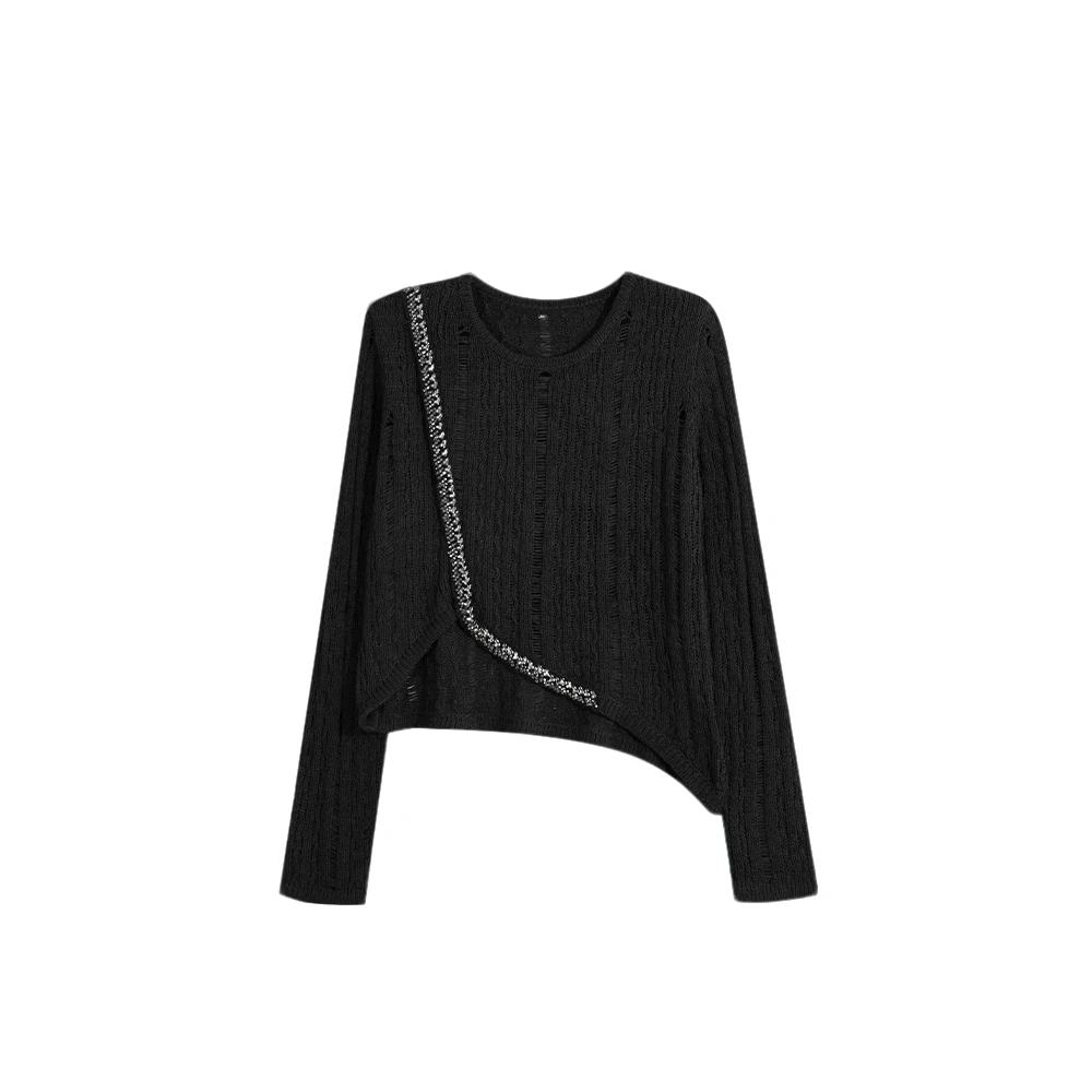 设计感斜边百搭长袖毛衣8058