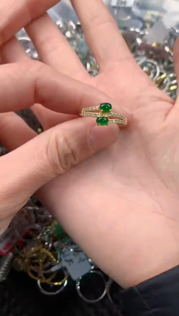 银S925镶嵌戒指翡翠333   2