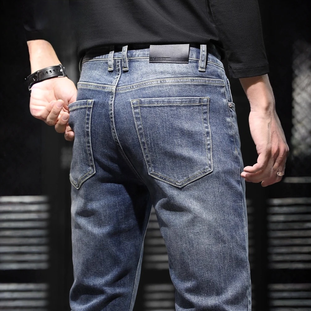 莱蒙璀高端春秋季棉弹牛仔裤男款直筒修身男士百搭休闲长裤大码