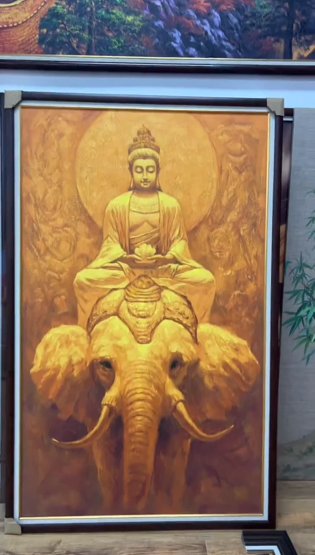 油画院*普贤菩萨原创艺术油画茶室玄关走廊版画饰挂画