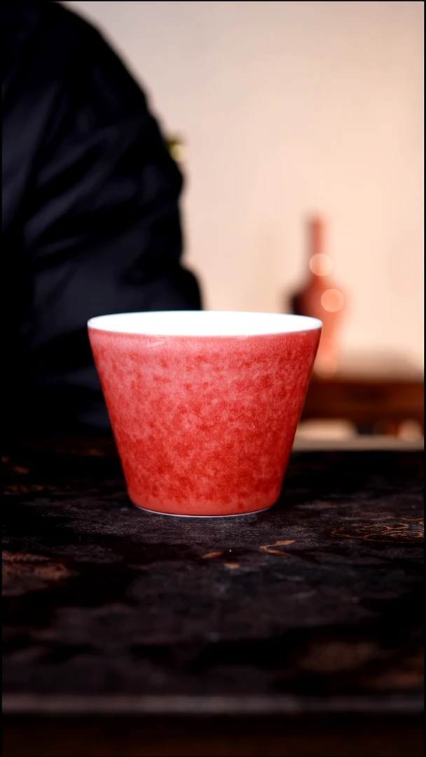 杯子白泥豇豆红陶瓷