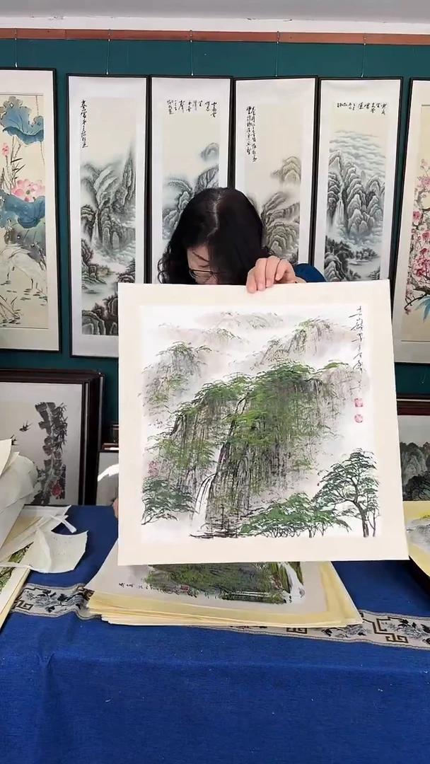 国画50*50山水卡