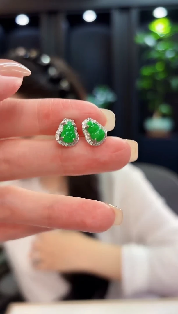 未镶嵌翡翠耳饰 缅料A货/支持复检/一件