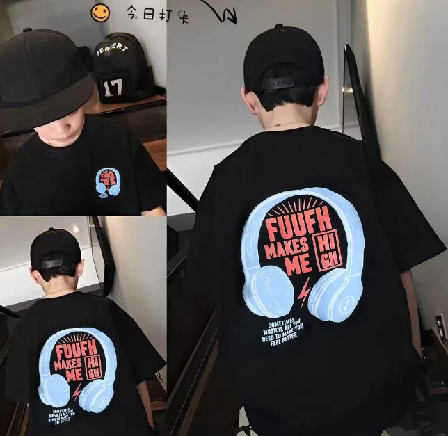 【100%纯棉】男童短袖t恤2025新款上衣夏季纯棉中大童夏款男孩半袖