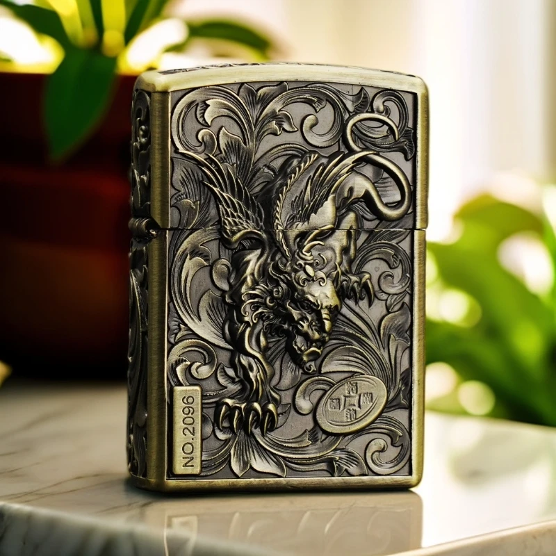 青铜色财色双收煤油打火机 110（需自行加油）