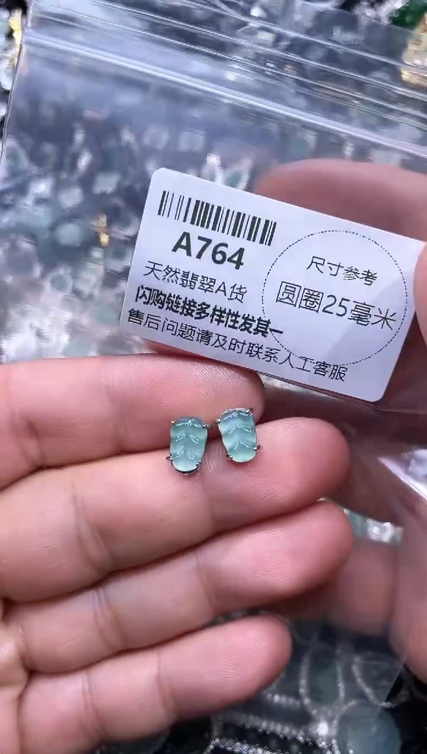 【闪购商品】翡翠颈饰未镶嵌A764耳钉