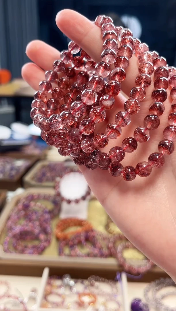 未镶嵌手串水晶金草莓超七单圈手串7mm【多样性发一】