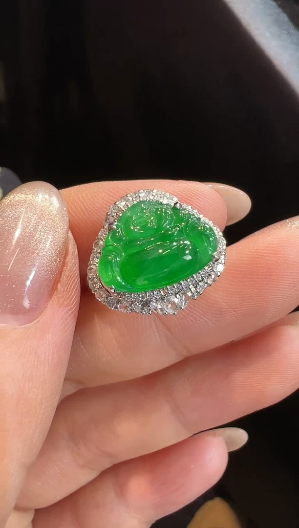 【闪购商品】翡翠戒指18K金镶嵌戒指