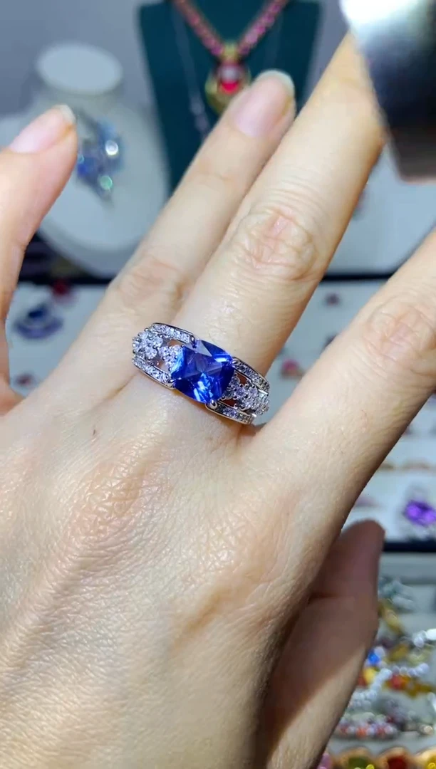 银S925镶嵌戒指烟晶66