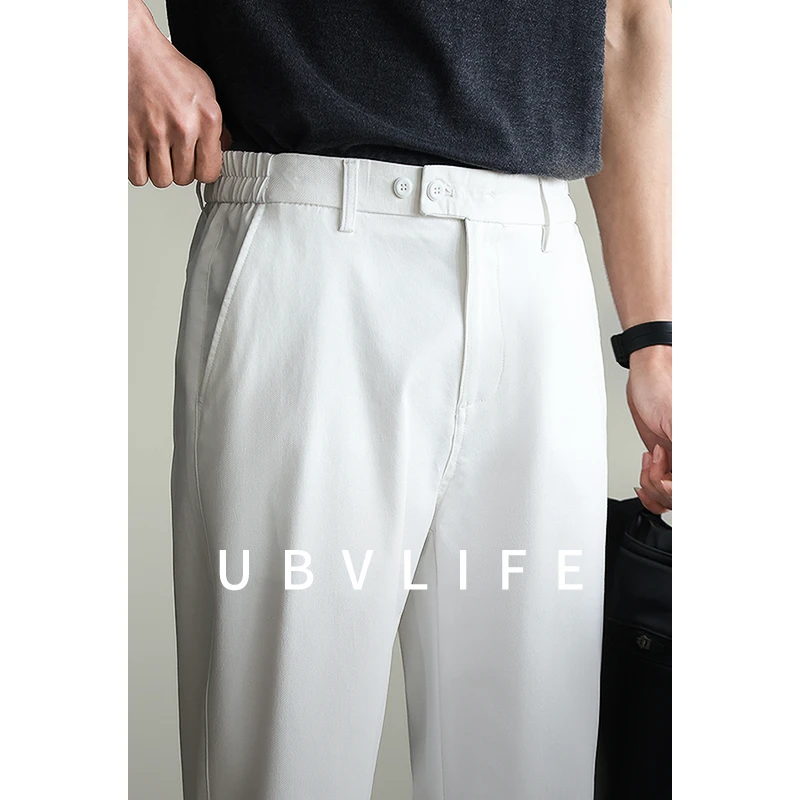 轻熟四面弹半松紧腰白色西裤男士2025春夏新款百搭休闲直筒西装裤