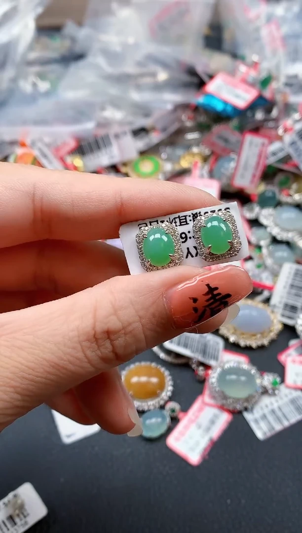 银S925镶嵌戒指翡翠天然A货缅甸翡翠
