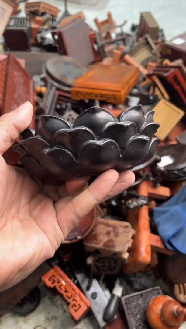 木70黑檀木莲花底座