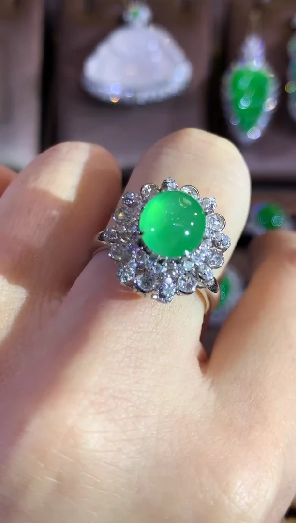 翡翠戒指18K金镶嵌夏日珠宝 A58