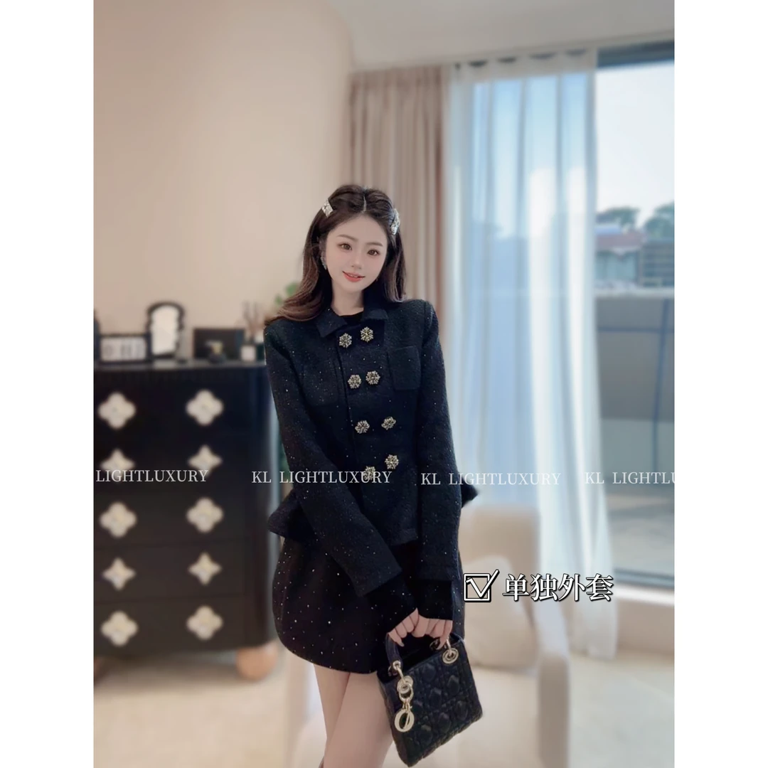 【轻氧美人】小香风贵气双排扣轻奢重工收腰外套S0104