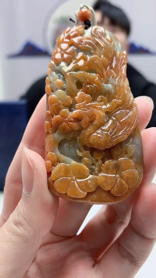 【闪购商品】定制翡翠未镶嵌5060zm-毛货挂件凤凰43