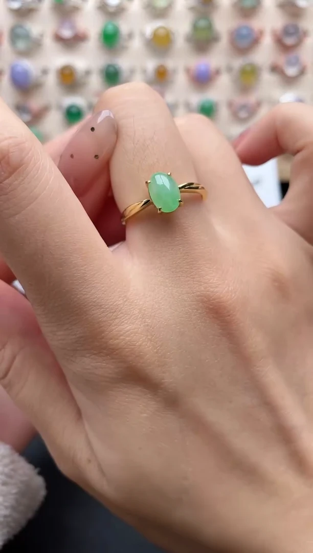 【闪购商品】翡翠戒指银S925镶嵌一物一证一礼盒