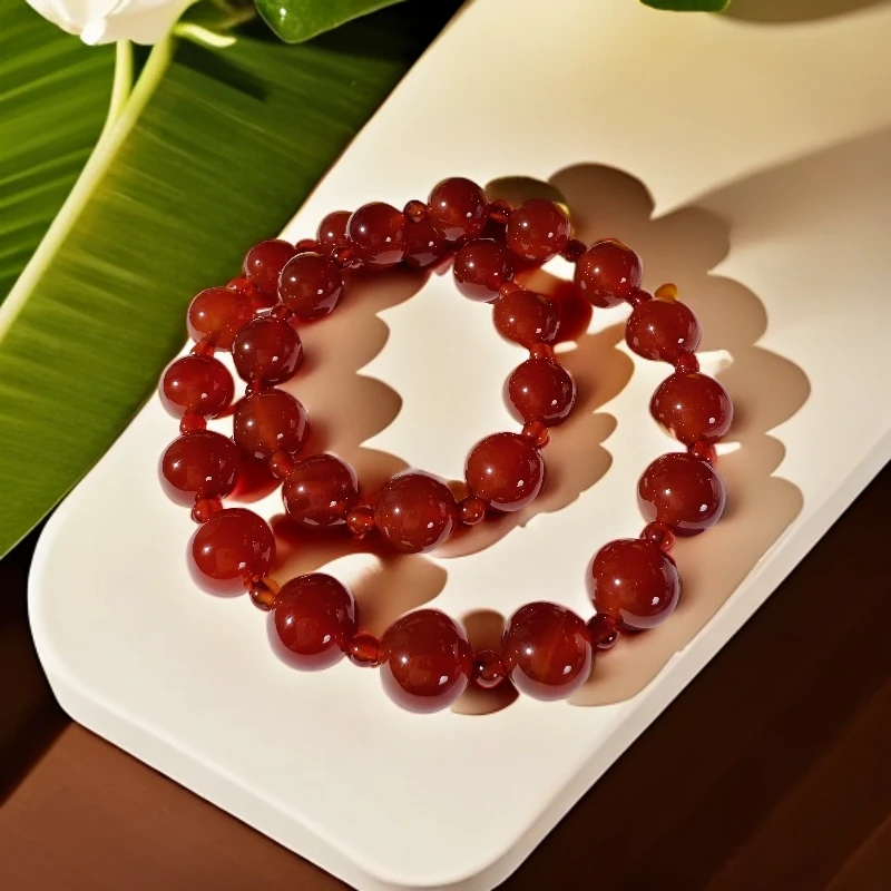 【红运守心】天然玛瑙双圈手串小众设计感高级轻奢女士百搭