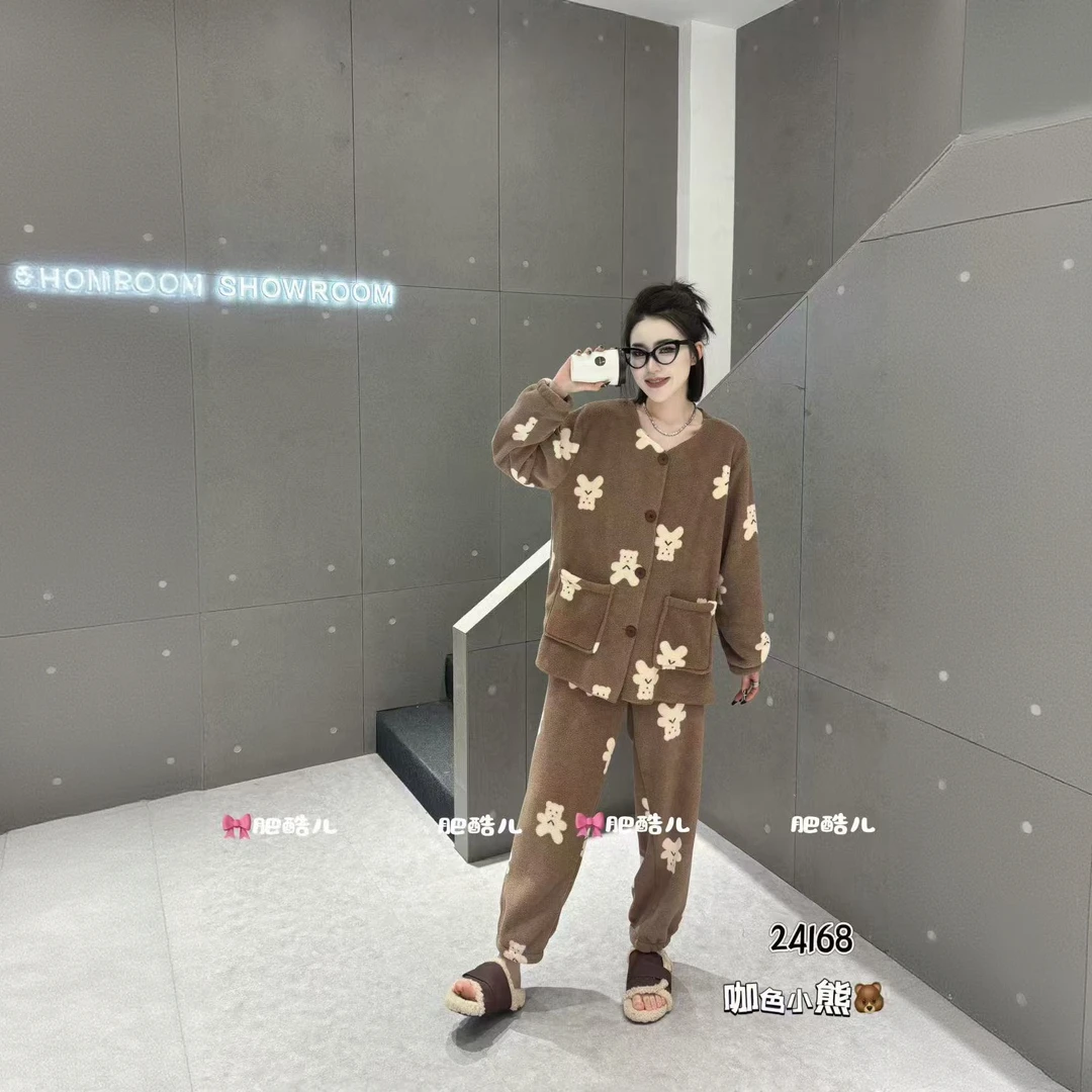 【可爱小熊】秋冬长袖长裤可爱宽松云舒绒可外穿加绒家居服24168