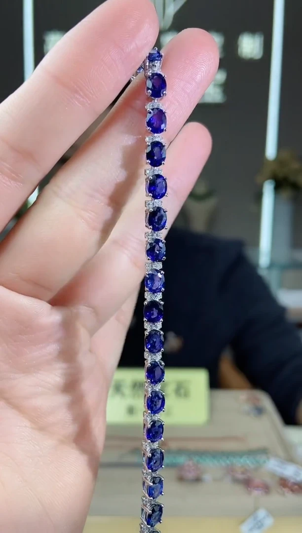 【闪购商品】蓝宝石手链银S925镶嵌手链