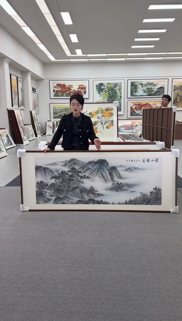 国画手绘219*88溪山雅居