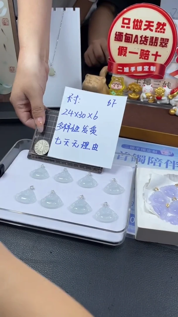 18K金镶嵌挂件翡翠高货白冰佛公多样性发其一CP22配链