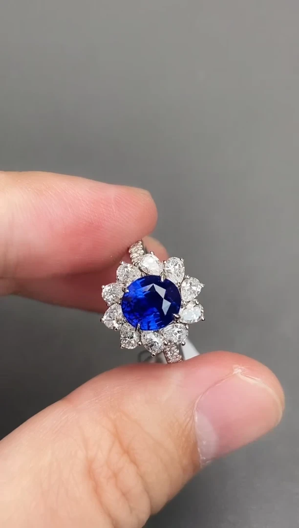 戒指蓝宝石18K金镶嵌2.22ct/皇家蓝/GUILD/七天鉴赏