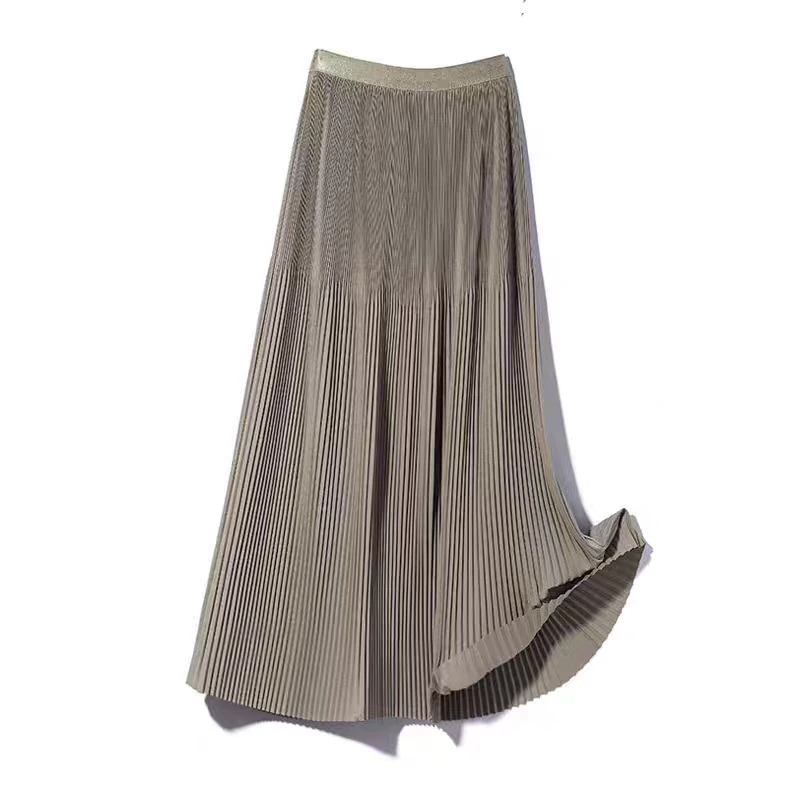 夏季纯色薄款天丝百褶半身裙