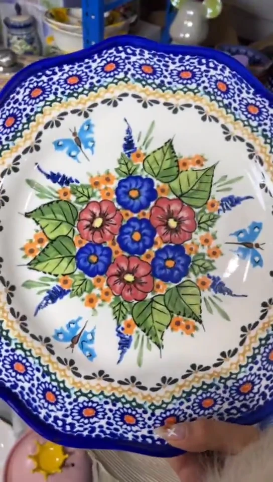 瓷釉下彩蝶恋花12寸盘