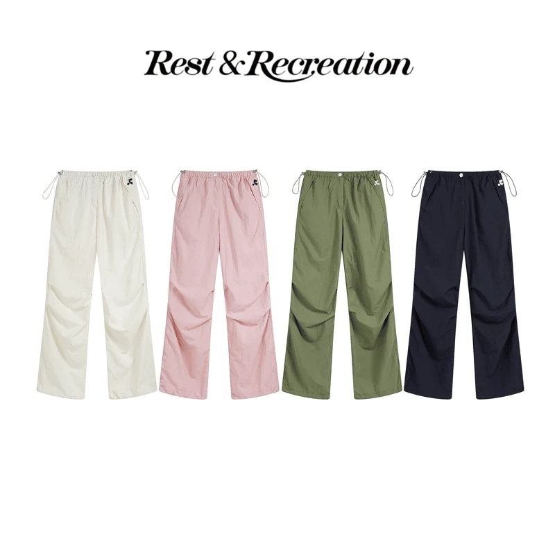 Rest&Recreation-休闲抽绳直筒宽松轻薄透气RR伞兵工装裤
