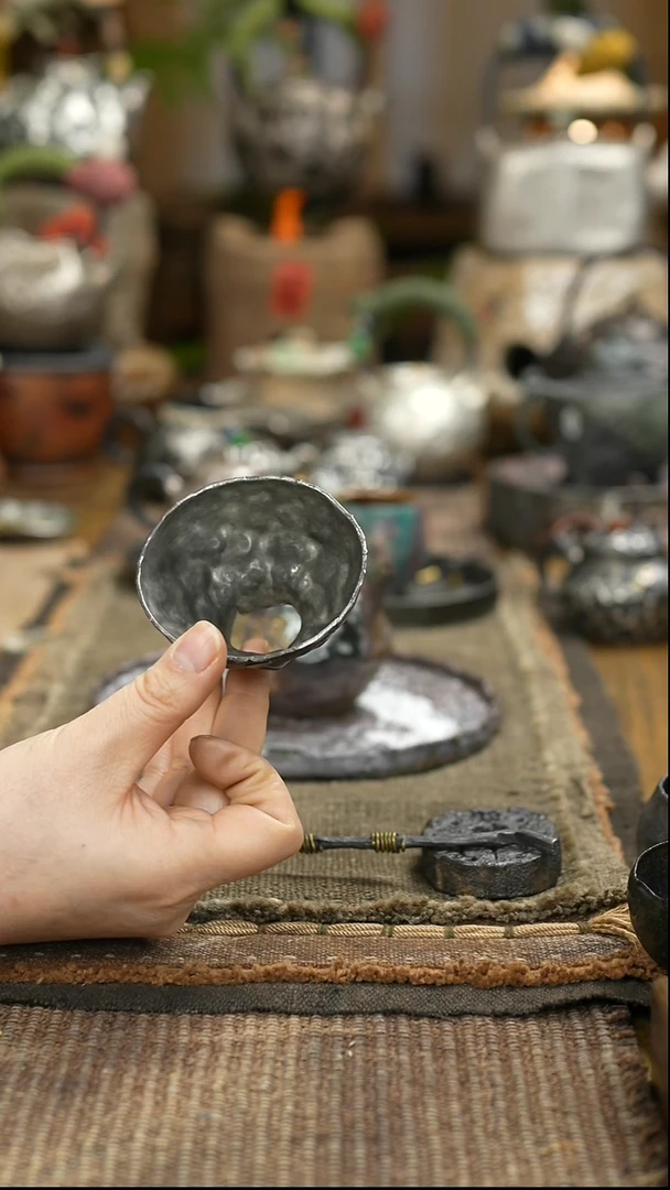 纯手工锻打锡投茶器