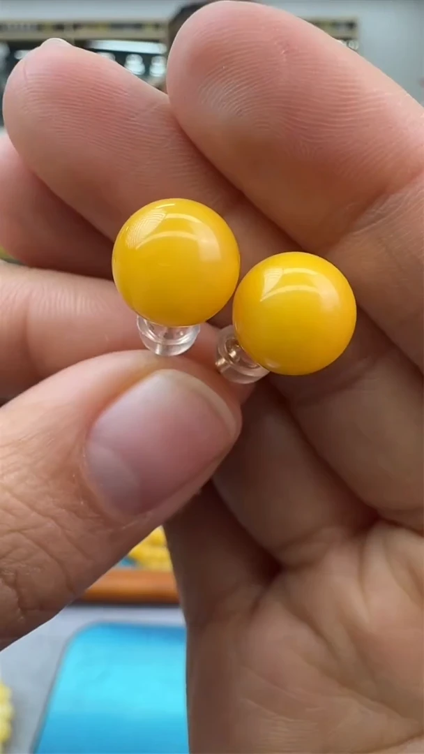 【闪购商品】琥珀耳饰银S925镶嵌976秒拍号