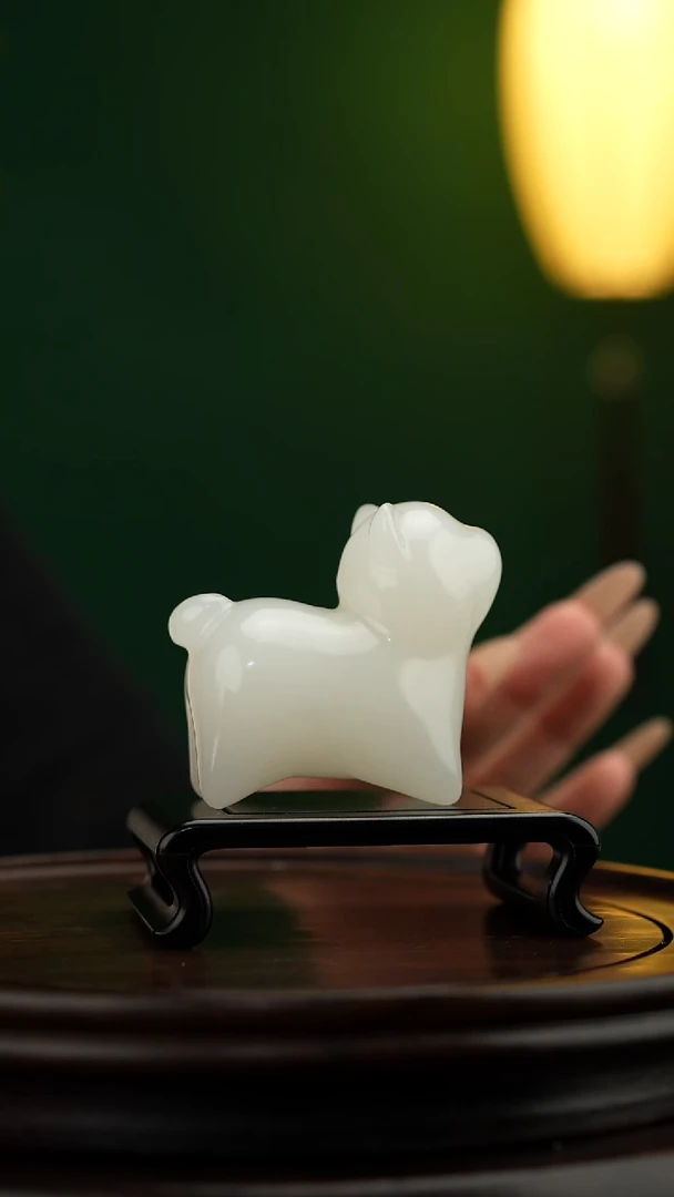 玉【旺财小狗】天然玉石摆件