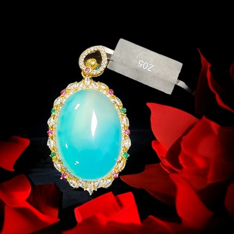 z05天空蓝满色鸽子蛋吊坠