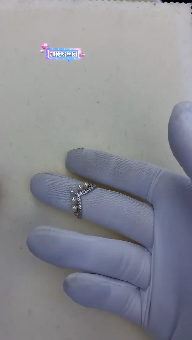 银S925镶嵌饰品海水珍珠皇冠戒指