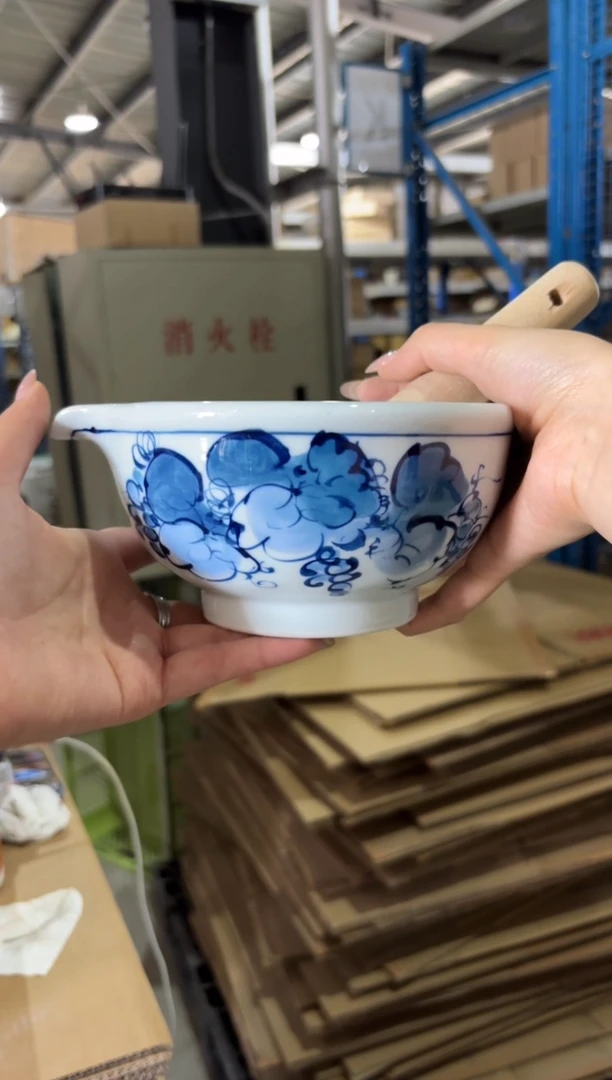 玻璃纸染付ぶどう； すり鉢（大）