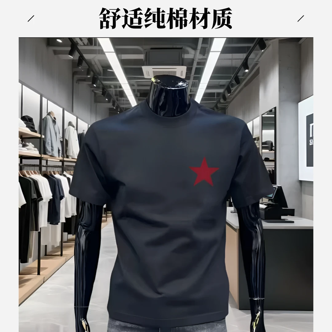 考验 夏季重磅纯棉美式港风T恤情侣字母图案休闲夏季印花男士半袖