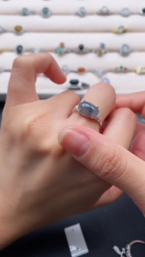 银S925镶嵌戒指翡翠3333333+8