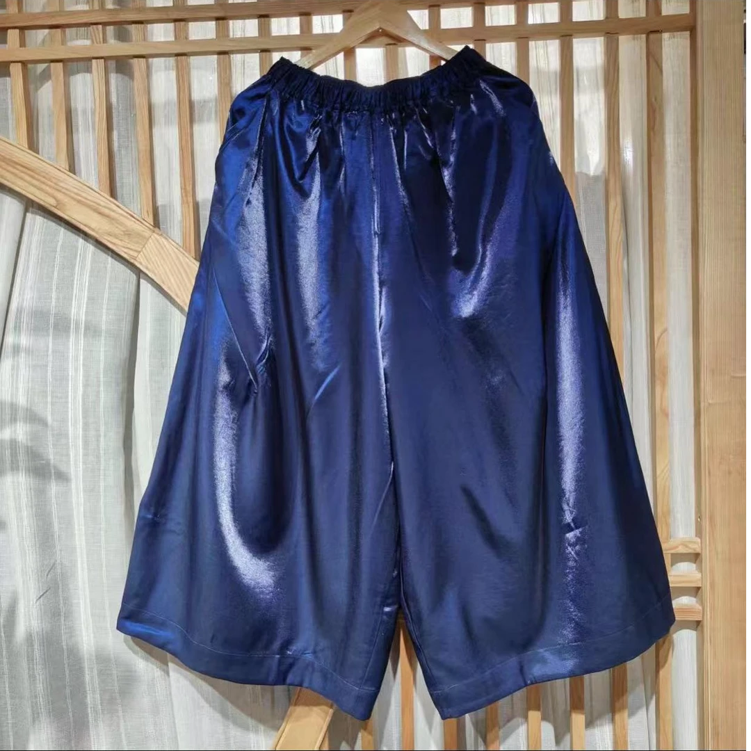 凤徕兮私人定制蓝色光板全松紧阔腿裤（NK193)蓝色（单）