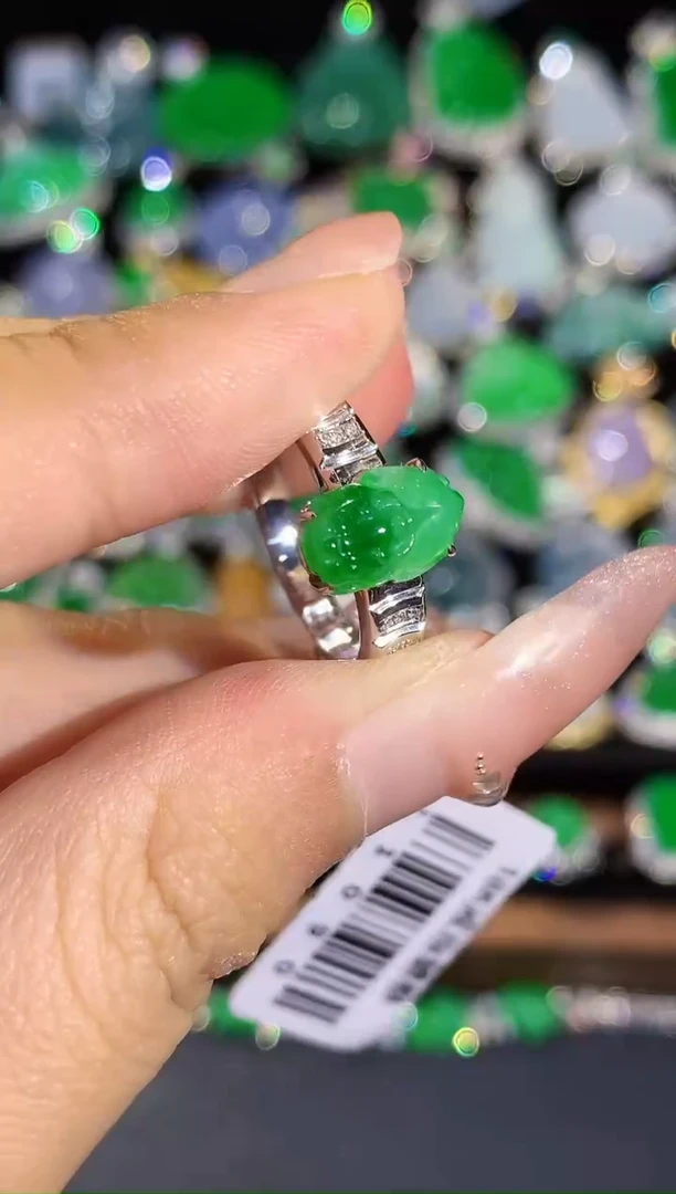 18K金镶嵌戒指翡翠L1090多样性发其一