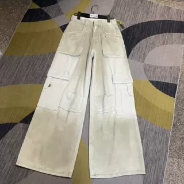 B6-G622D卡其色加长超火扎染辣妹多口袋工装阔腿裤无弹