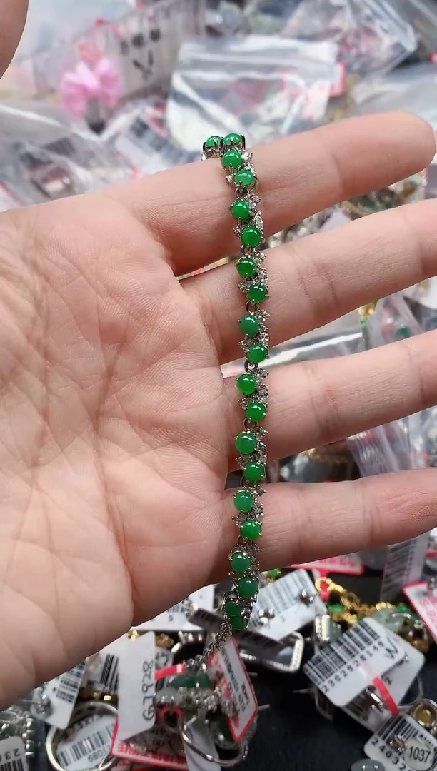 银S925镶嵌戒指翡翠天然A货缅甸翡翠