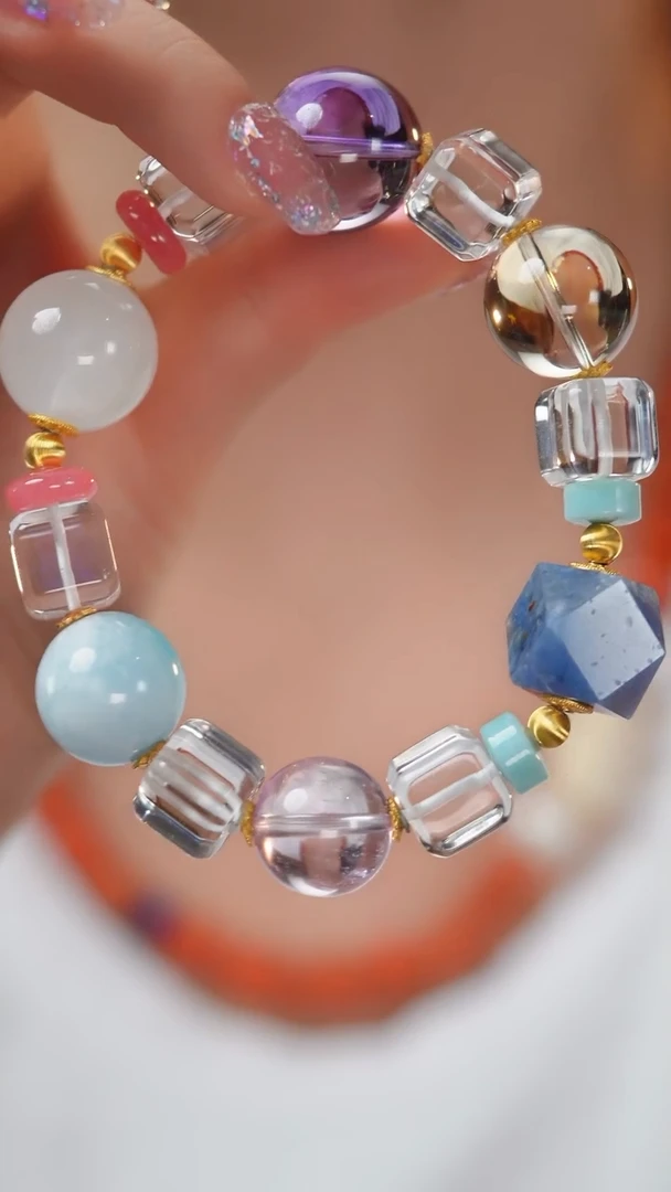 水晶手串未镶嵌E888 方知夏 多宝多福手串