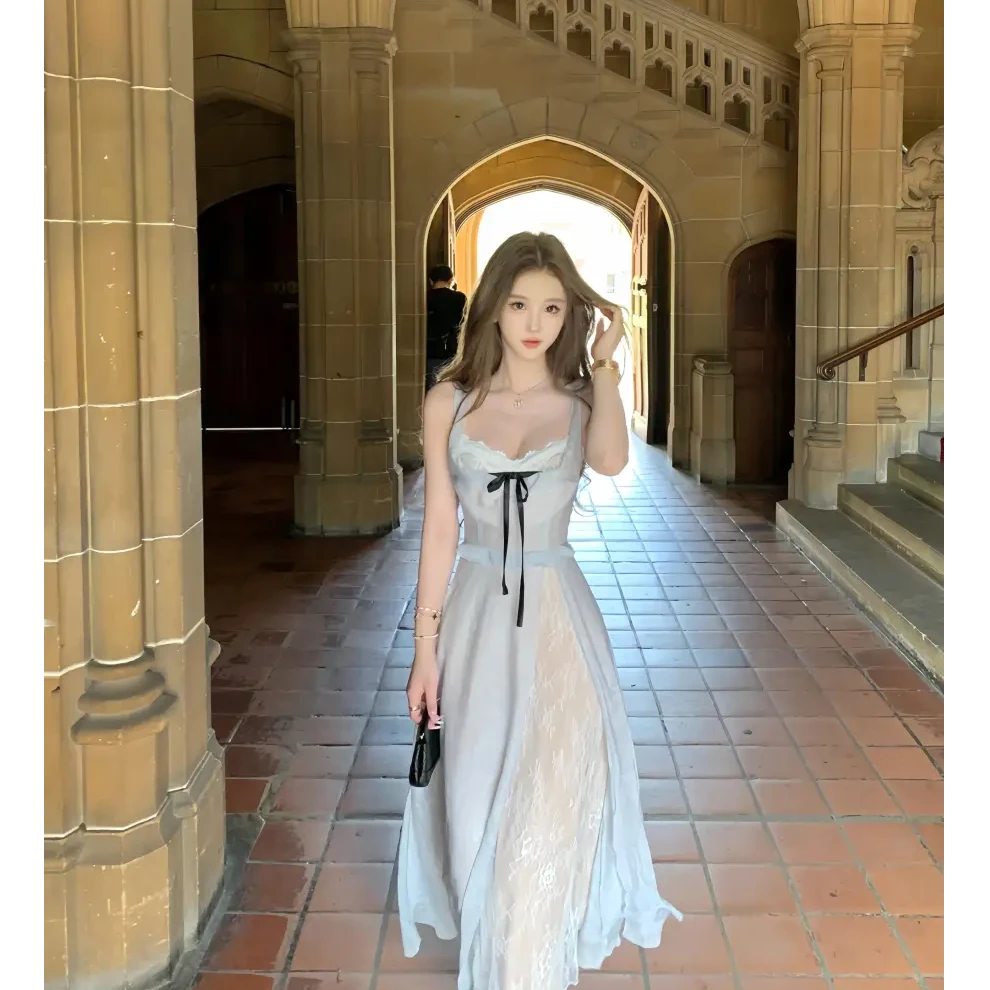 大码女装法式精灵吊带连衣裙女设计感仙气气质花边裙子11278