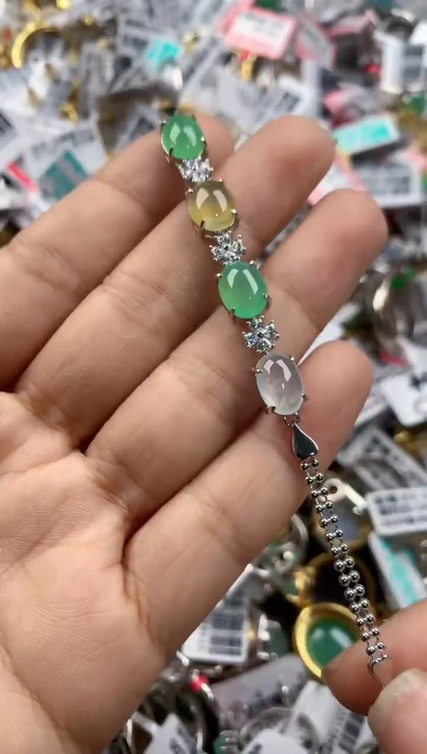 银S925镶嵌戒指翡翠666----3