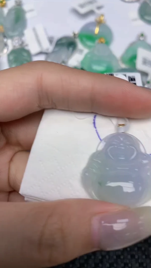 颈饰18K金镶嵌翡翠天然缅甸翡翠a货百元以上9元证书费自理