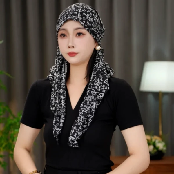 波点森系极简风包头帽民族风帽子时尚遮白发多用女士
