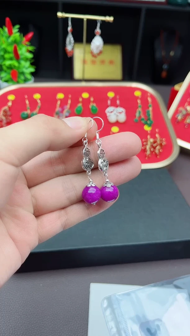 【闪购商品】玛瑙/玉髓耳钉银S925镶嵌232000
