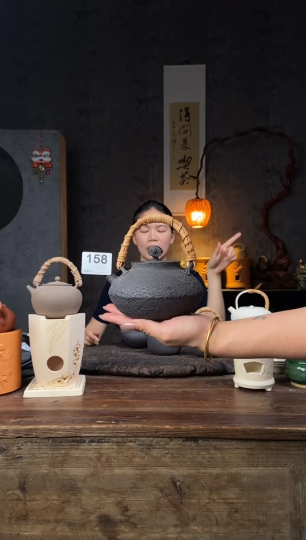 全手工潮州原矿砂铫壶黑陶提梁壶158